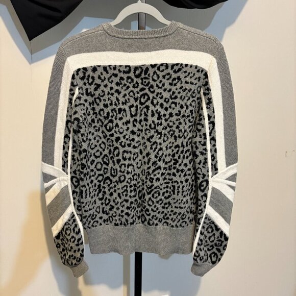 Current Elliott Duvall Leopard Animal Print Cashmere Blend Crew Neck Sweater - Picture 10 of 11